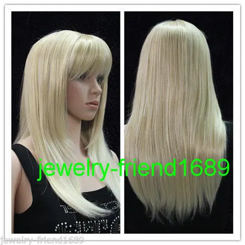 SXY HOT sell Free Shipping SNew wig Heat Resistant Pale Blonde Mixed Straight Medium Women's Wig |
