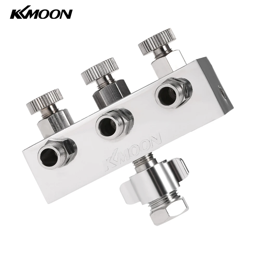 KKmoom Airbrush Air Hose Splitter 3 Way With Regulated Metering Manifold& 1/4" BSP Female Inlet+ 1/8" BSP Male Air Outlet