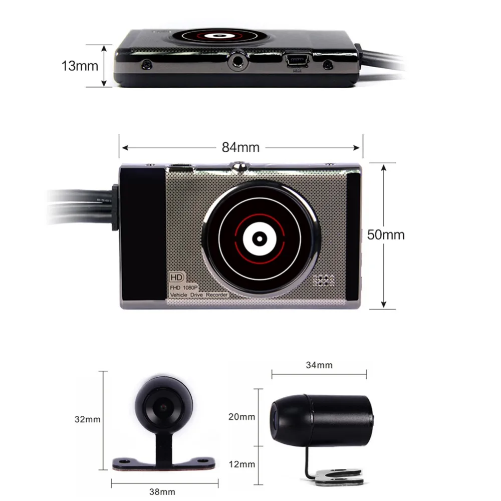 VSYS M1 WIFI Двойная камера мотоцикл рекордер DVR с фронтальной Full HD 1080P заднего вида 720P водонепроницаемый объектив камера действия