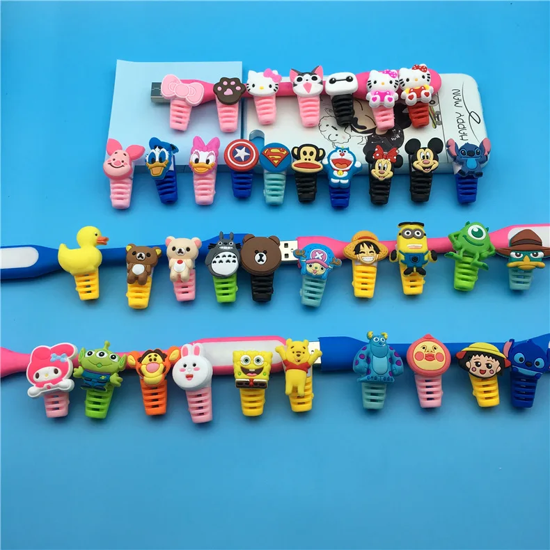

10Pcs/lot Cartoon figure USB Data Cable Line Protector Anti Breaking Protective Sleeve Suitable For Iphone And Android Phone