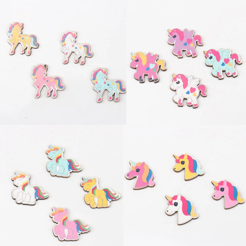 

Mixed Unicorn Pattern Wooden Scrapbooking Art Collection Craft for Handmade Accessory Sewing Home Decoration 28mm 20pcs MZ162-FD