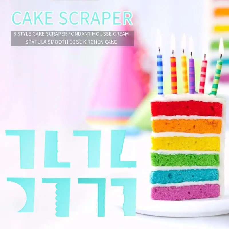  8 Style DIY Cake Scraper Fondant Cream Slicer Cutter Spatula Smooth Edge Kitchen Cake Pastry Mold B
