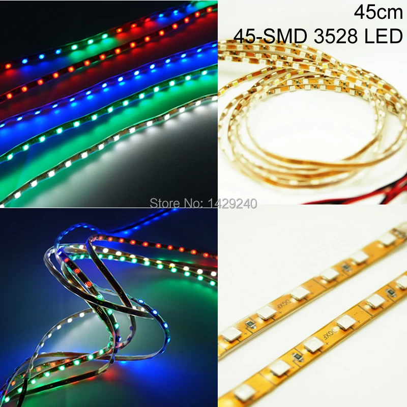 FEELDO 100 шт 12 V 45 см супер Водонепроницаемый 45-светодиодный SMD 3528 фонарь RGB Гибкая автомобиля декоративное люминесцентное освещение# CA4582