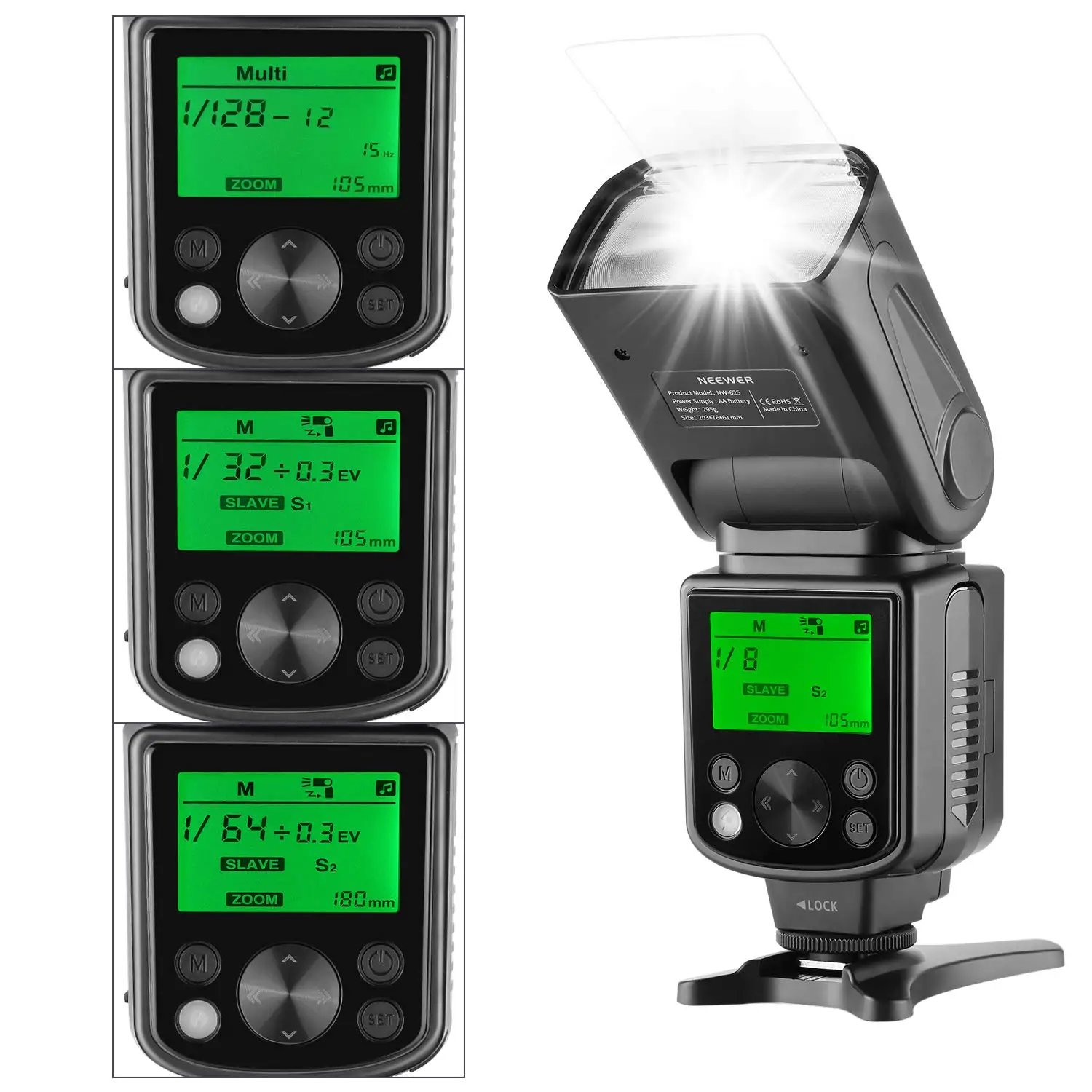 Neewer NW-625 GN54 Speedlite Flash for Canon Nikon Panasonic Olympus Pentax Fijifilm DSLRs and Mirrorless Cameras and Sony a9 a7