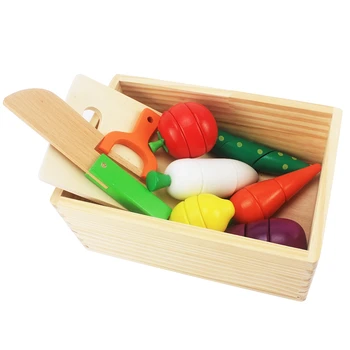 

Baby Wood Pretend Play Kitchen Set Toys Simulation Cutting Fruit/Vegetable/Wood Knife With Wood Box Play Kids Wooden Toy Infant