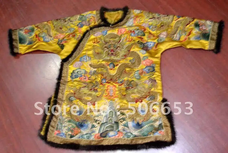 chinese rare silk yellow hand embroidered robes free shipping|robe kids ...