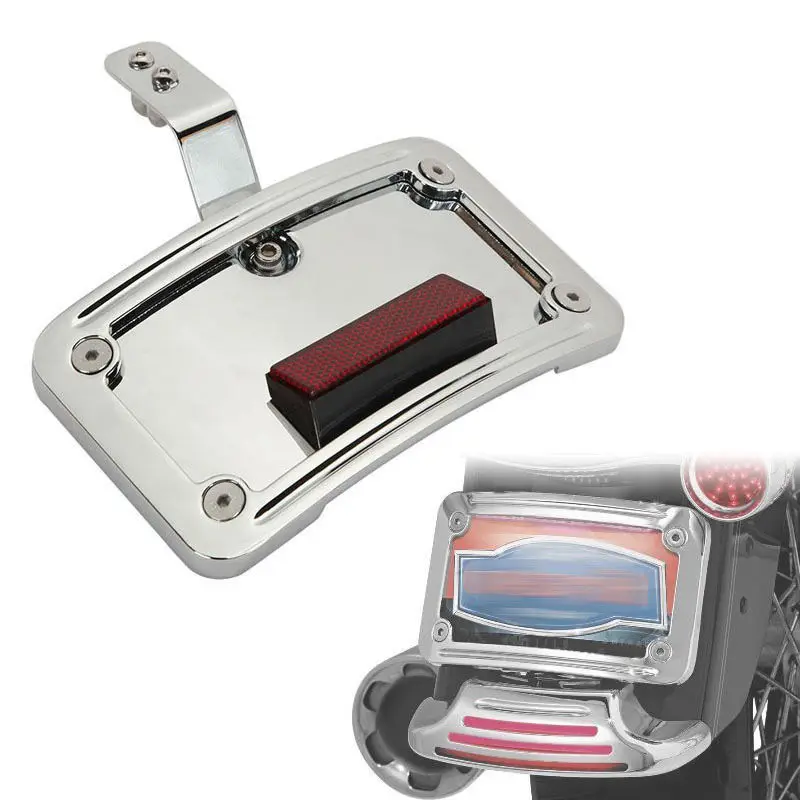 

Chrome Motorcycle Curved Lay Down License Plate Mount for Harley Softail Deluxe FLSTN 05-14