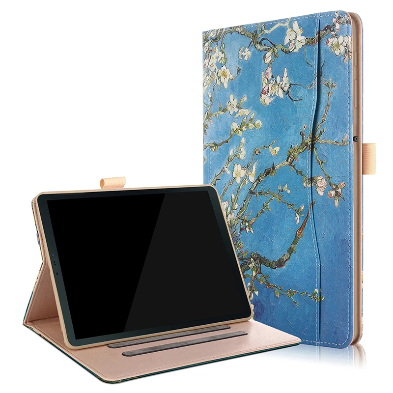 

Painted PU Leather Case Inner Soft TPU Smart Cover with Auto Sleep Wake UP for Samsung Galaxy Tab S4 10.5 T830 T837 Tablet+Pen