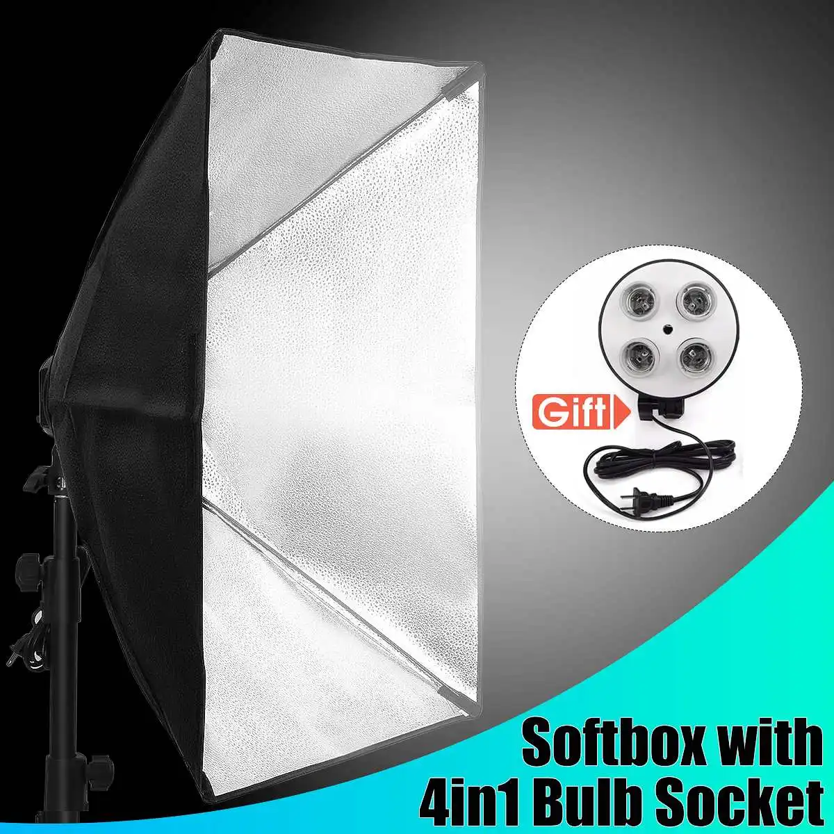 

50x70cm Photo Studio Softbox 4-Socket E27 Lamp Lighting Holder Kit for photo Video Studio Photography Accessories
