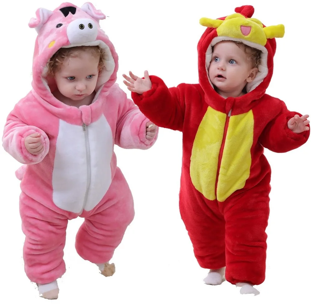Baby Girl Rompers Outfits Pig Costumes Fleece Newborn Winter Clothes Goldfish Infant Jacket Hoodies Jumpsuit Warmer Girl Coats