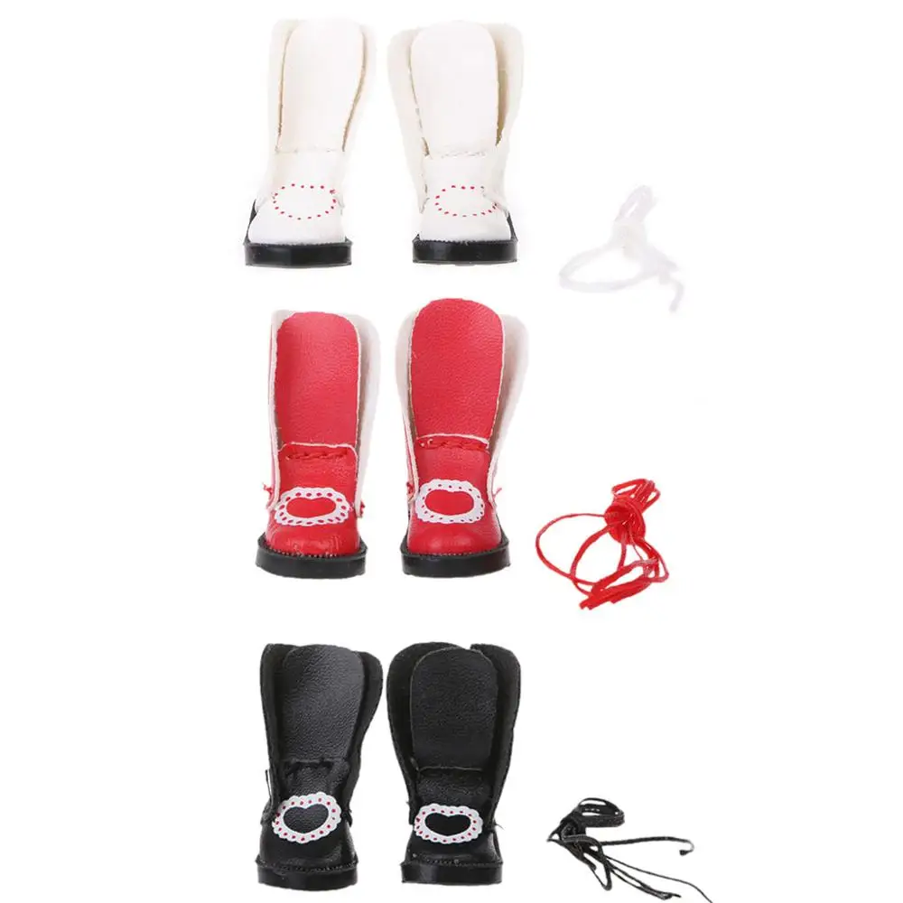 

Handmade Exquisite Heart PU Leather Doll Boots For Blythe Doll Shoes 1/6 Doll