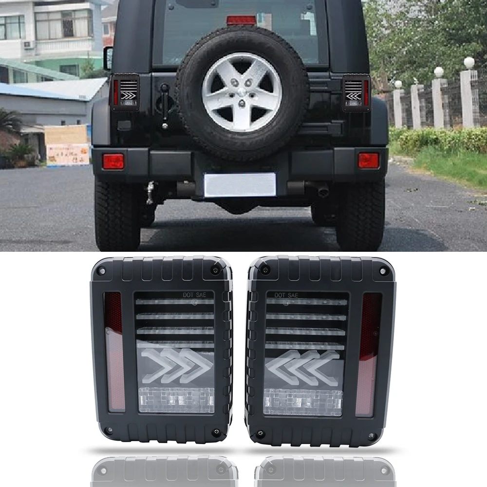 Black Clear for Jeep Wrangler JK 2007-2017 LED Tail Lights W// DRL Left Right