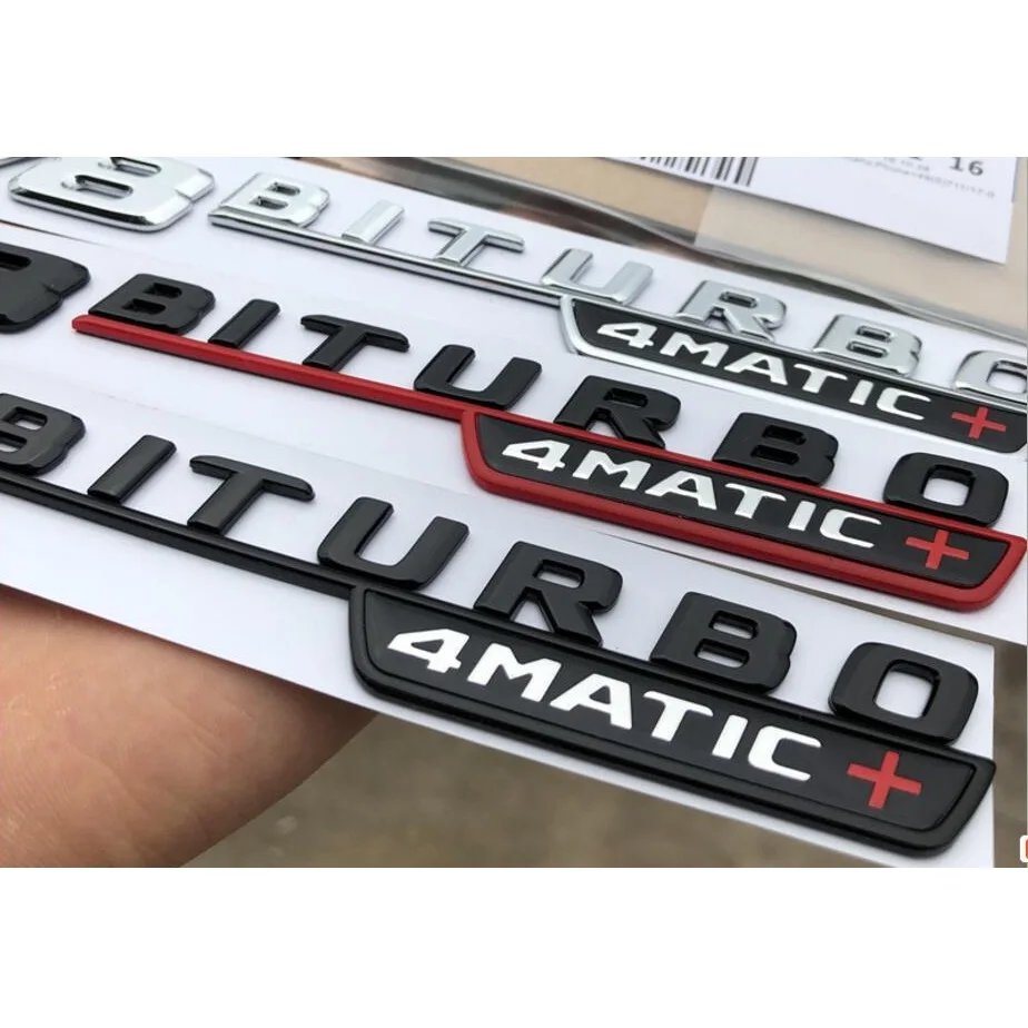 Черные хромовые буквы Red Cross V8 BITURBO 4matic + Эмблема Fender значки для Mercedes Benz AMG W205 W213 X253
