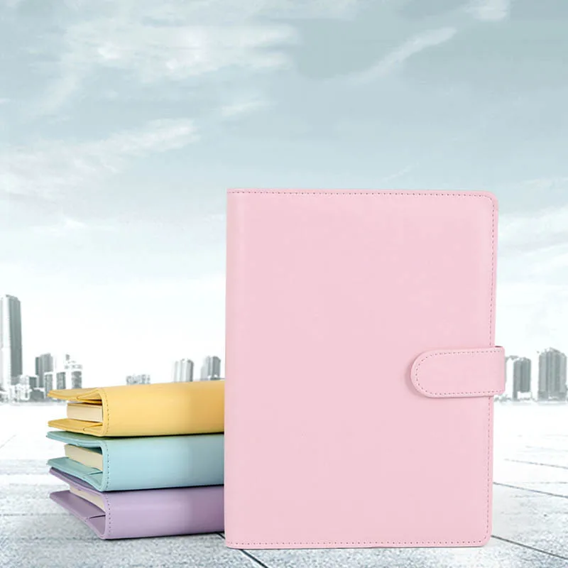 

Kicute Candy Color A5 Leather Loose Leaf Refill Notebook Spiral Binder Planner Replacement Cover 6 Hole Loose Leaf Notepad Shell