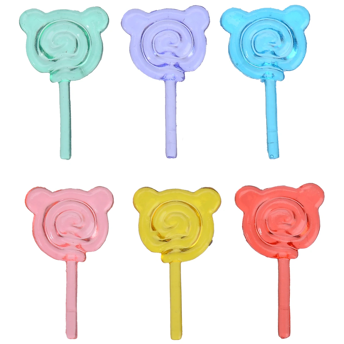 

6pcs Mini Solid Color Bear Lollipop Candy Simulation For 1:12 Dollhouse Miniature Toy Food Kitchen Gift Accessories