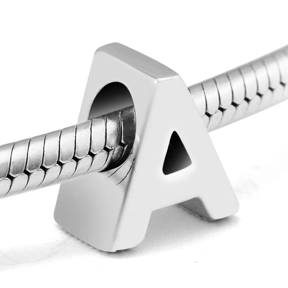 

Authentic 925 Sterling Silver Letter A Charm Beads for Jewelry Making Fit Bracelets DIY Fine Jewelry LE017-A