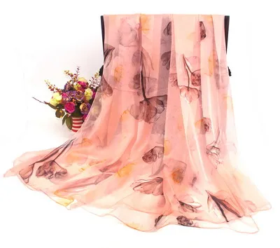 

New Vintage 100% chiffon Silk Scarf Flowers Pattern Neckerchiefs 175CM*105CM 10pcs/lot #4041