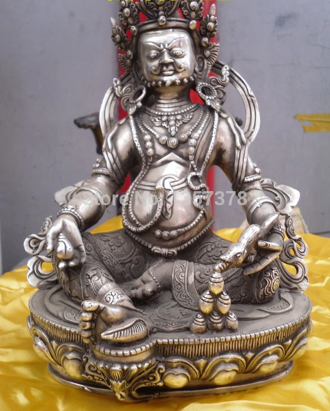 

shitou 00583 29 CM Tibetan Buddhist bronze coated silver KUBERA EINZIGARTIG buddha statue
