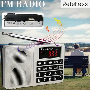 

TR603 AM FM Radio Shortwave Transistor Digital Tuning Receiver MP3 Player Support TF Card With Rechargeable Li-Ion Battery