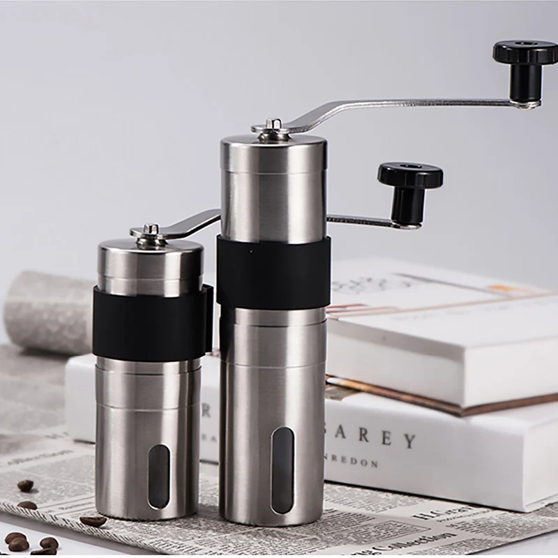 Silver Coffee Grinder Mini Stainless Steel Hand Manual Handmade Coffee