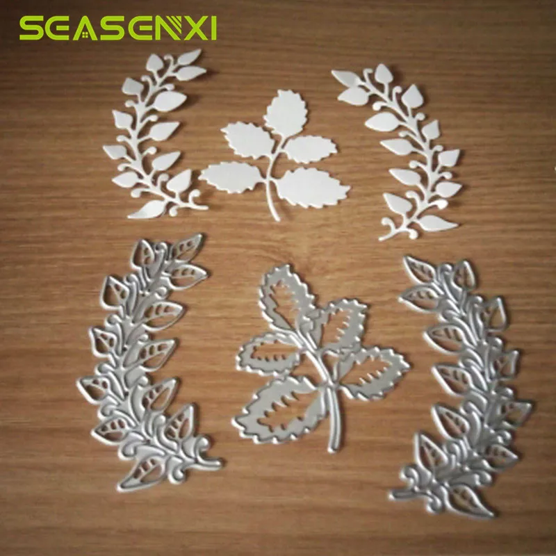 Green Leaves Metal Cutting Dies Stencils For DIY Scrapbooking Photo Album Die Cuts Decorative Embossing Paper Cards Crafts Tools - Цвет: 4