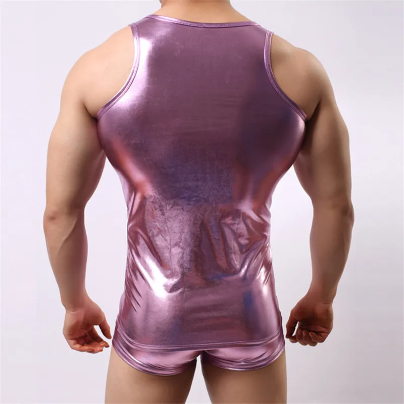Мужской сексуальный жилет Размеры M/L/XL/XXL майки из искусственной кожи для мужчин