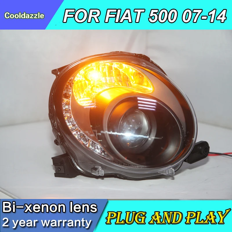 Для FIAT 500 светодиодный налобный фонарь фары 2007 2008 2009 2010 2011 20122013 2014 Габаритные огни