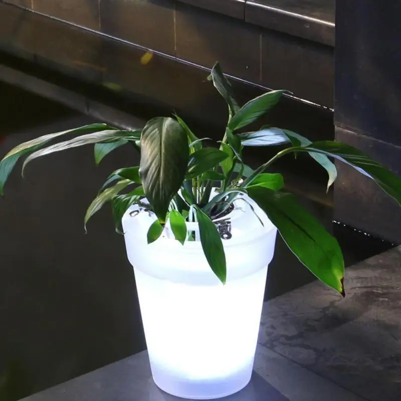 

Solar Flowerpot LED Lights Solar Powered Desk Plastic Nursery Pots for Succulent plants Lightings for Christmas Decoration