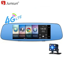 Junsun 4 г автомобиля Камера DVR 7 “зеркало GPS Wi-Fi Bluetooth Двойной объектив Зеркало заднего вида видео Регистраторы Full HD 1080 P DVR регистраторы