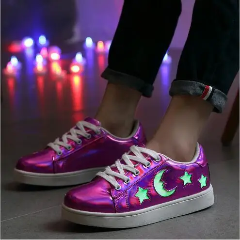 

Children LED shoes Boys girls USB Charging shoes casual kids glowing sneakers high quality Brand adult lover shoes with Light up