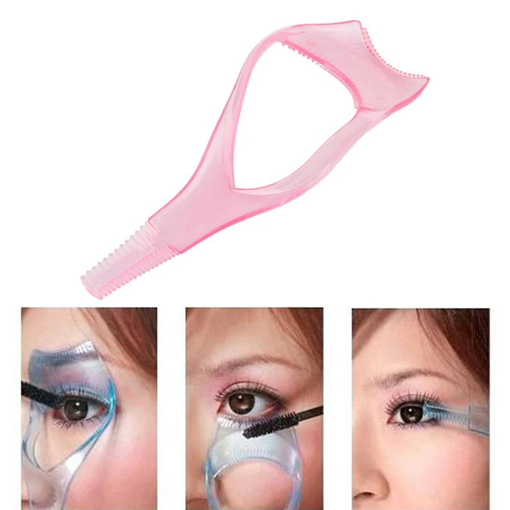 

3 in1 Eyelashes Guide Makeup Eye Mascara Crystal Eyelash Comb Plastic Applicator Card Eyelash Extension Tools Mini Make Up Tools
