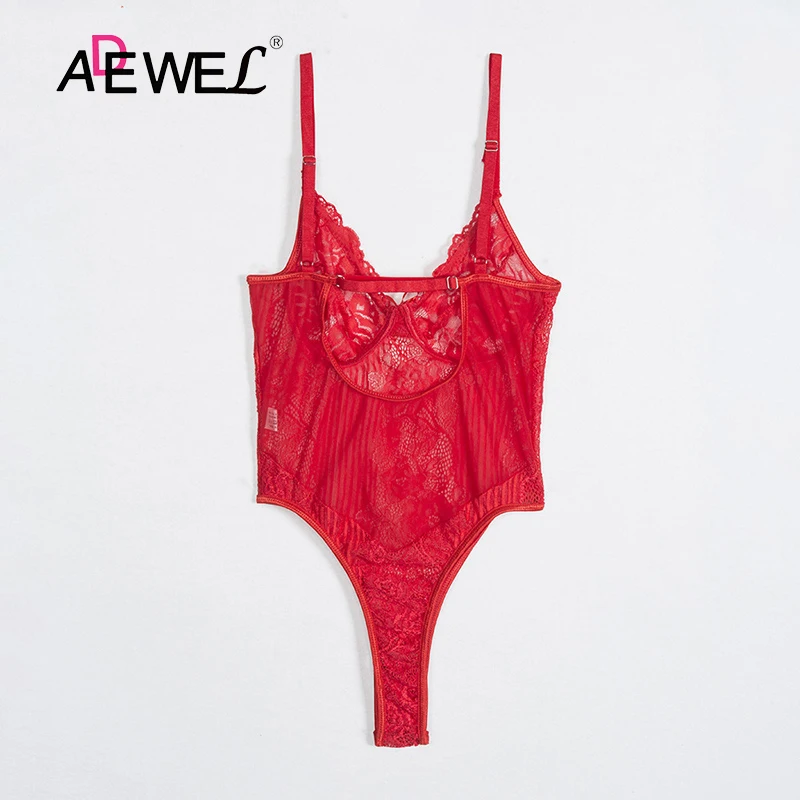 ADEWEL сексуальный красный цветочный кружевной боди для женщин перспективный обтягивающий летний Боди женский комбинезон кружевной боди пляжные женские комбинезоны