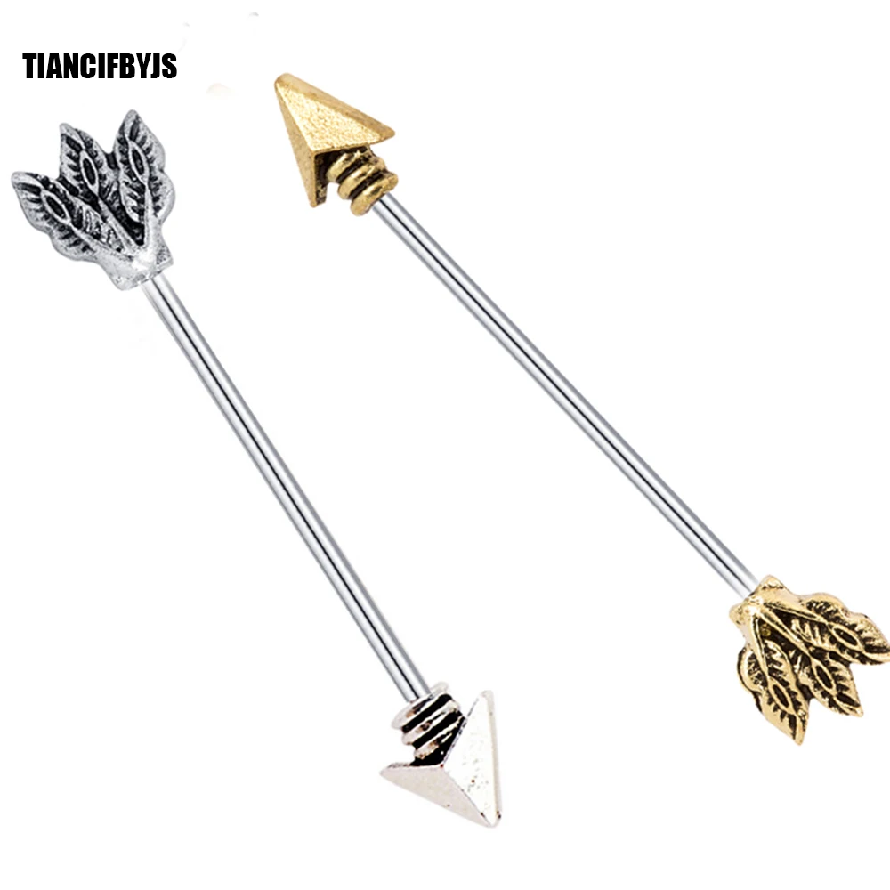 

TIANCI FBYJS 2pcs/lot Steel Straight Tree Ear Tragus Cartilage Helix Fashion Stud Earring Industrial Piercing Barbell Body