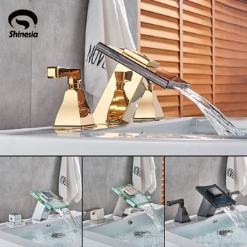 

Chrome Multi-color-Handle Bath Basin Faucet Brass Glass Bathroom Basin Vanity Sink Bathtub Mixer Tap Hot And Cold Water