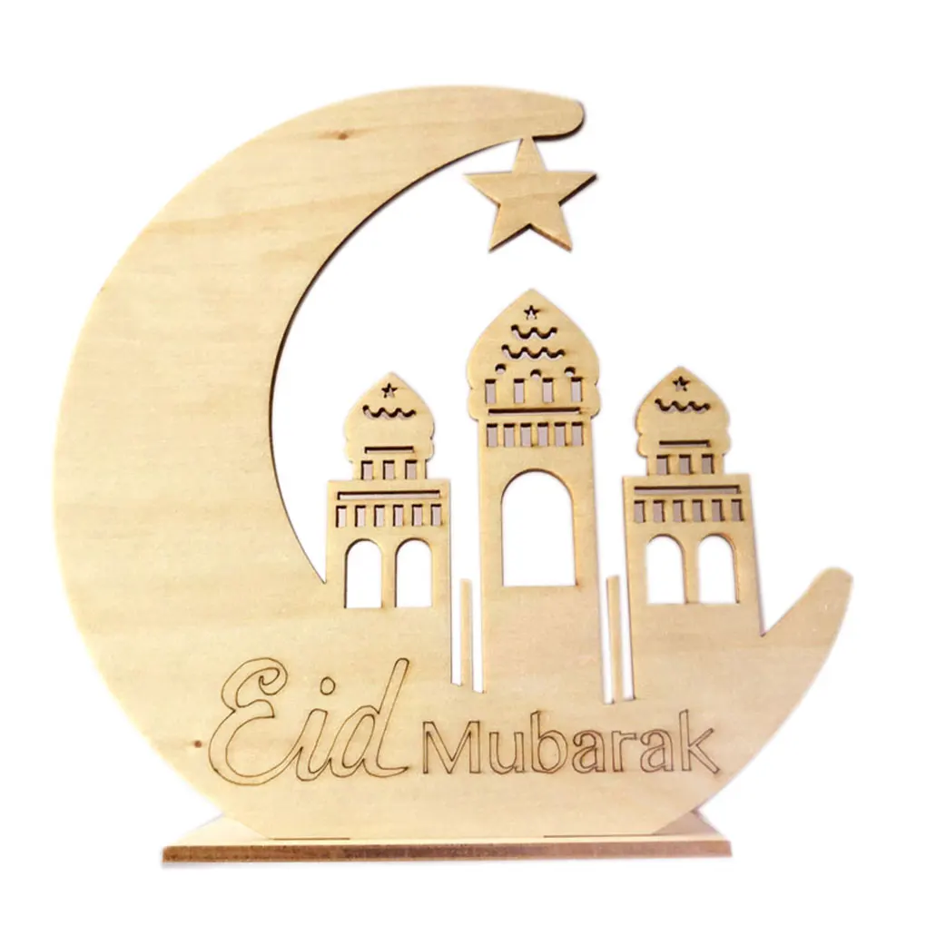 Мусульманский светодиодный светильник деревянный Рамадан EID Mubarak Декоративная звезда Луна Дерево мусульманская нагрудная табличка DIY украшение дома