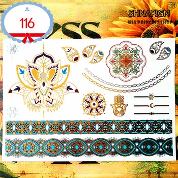 

SHNAPIGN 24 style Temporary Tattoo Body Art, Gold wreath Designs, Flash Tattoo Sticker Keep 3-5 days Waterproof 21*15cm