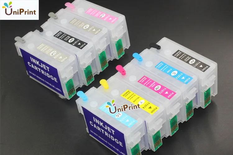 9 видов цветов T157 многоразовые картриджи для Epson Stylus Photo R3000 принтер с чипами