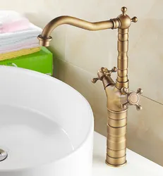 Antique Brass Dual Cross Handles Swivel Kitchen Bathroom Sink Basin Faucet Mixer Taps anf103