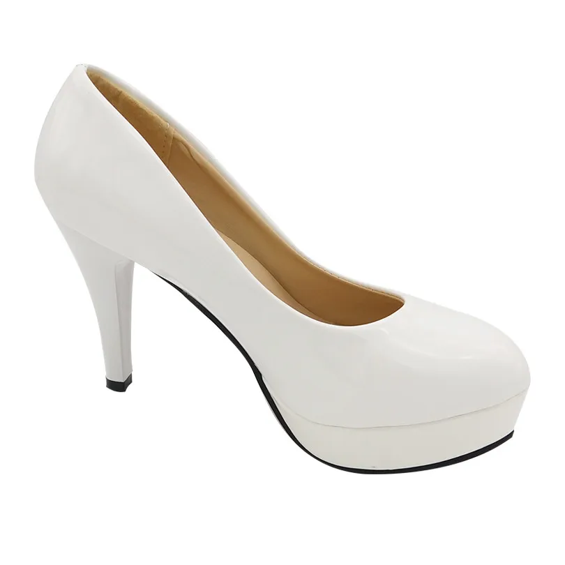 LIN KING Spring High Heels Women Pumps Platform Patent Leather Black Red White Brand Women Shoes Platform High Heels Shoes