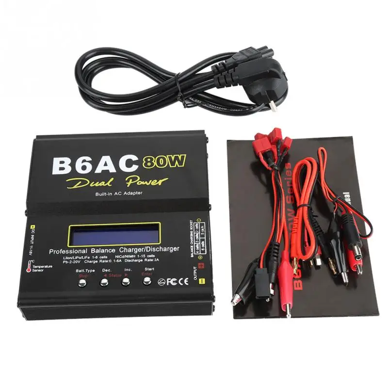 

B6AC 80W Digital LCD Balance Charger Discharger for Li-ion Li-Po NiCd Ni-MH RC Battery