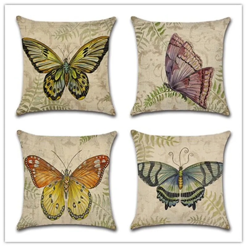 buy CAMMITEVER Vintage Retro Butterfly Cushion Cover Pillow Case Waist Throw Pillow Cover Sofa Bedroom Home Decoration Home Textile