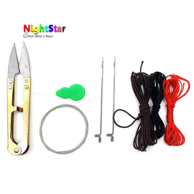 

8Pcs Art Manual DIY Crochet Hook Tool Kits Needle Threader Thread Scissors Wire For Wear Buddha Beads Bracelets Craft