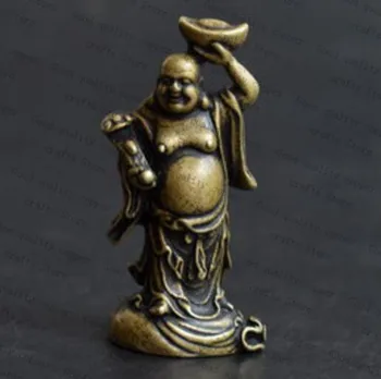 

China collection archaize brass maitreya small statue