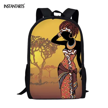 

INSTANTARTS African American Black Art Girls Print School Bags Girls Students Bookbags Back to School Casual Big Satchel Mochila
