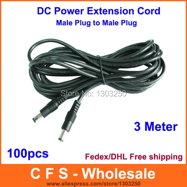 100pcs Power Connector Cable Power Cords 10FT & 3 meter Extension Cord