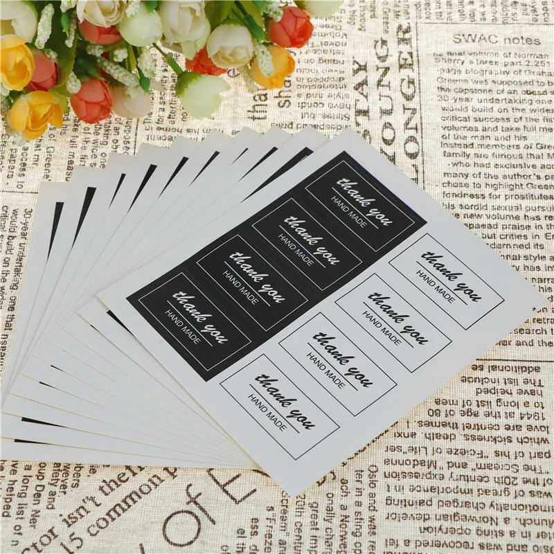 80 шт./компл. для Diy ручной работы черный белый цвет этикетка Стикеры Спасибо