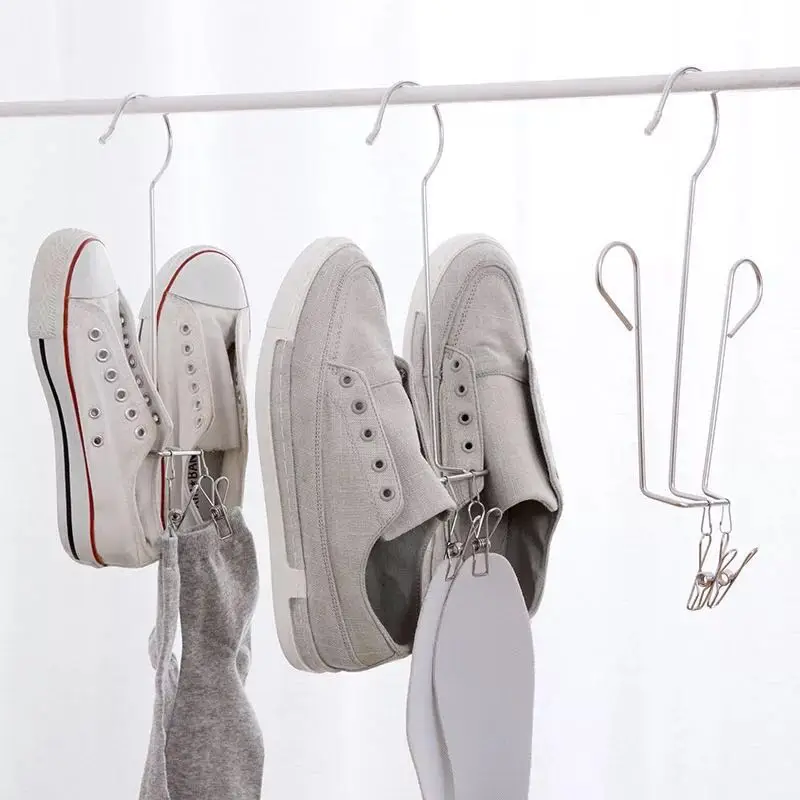 Shoes Hanger Shoe Stainless Steel Drying Rack Shelf Organizer with Clip