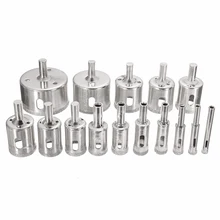 15pcs Diamond Hole Saw Drill Bit Set Tile Ceramic Glass Marble Holesaw Cutter Tools Drill Bits 6-50mm