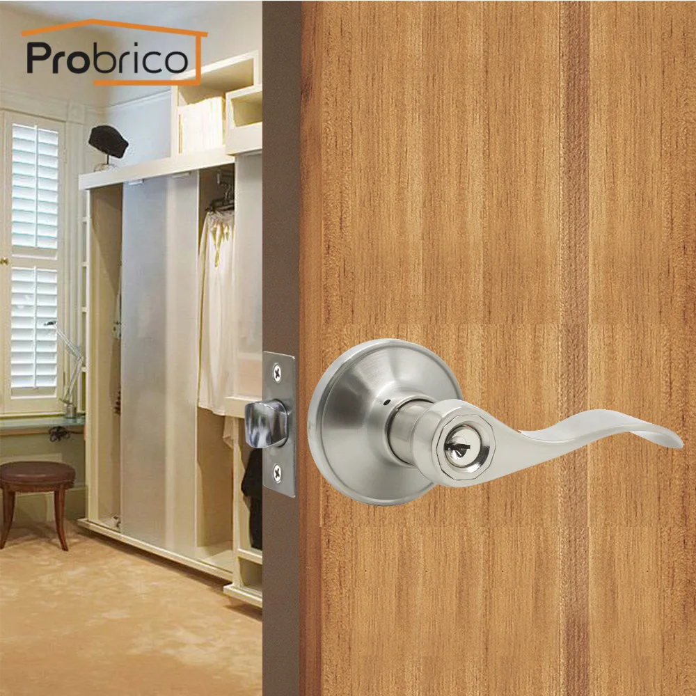 Probrico Door Handle Lock Cylinder Front Back Lever Latch Keyed