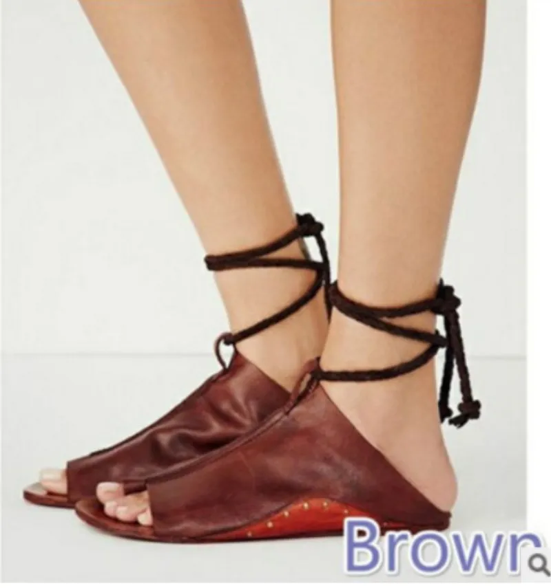 Модные римские женские сандалии-гладиаторы на шнуровке с открытым ...